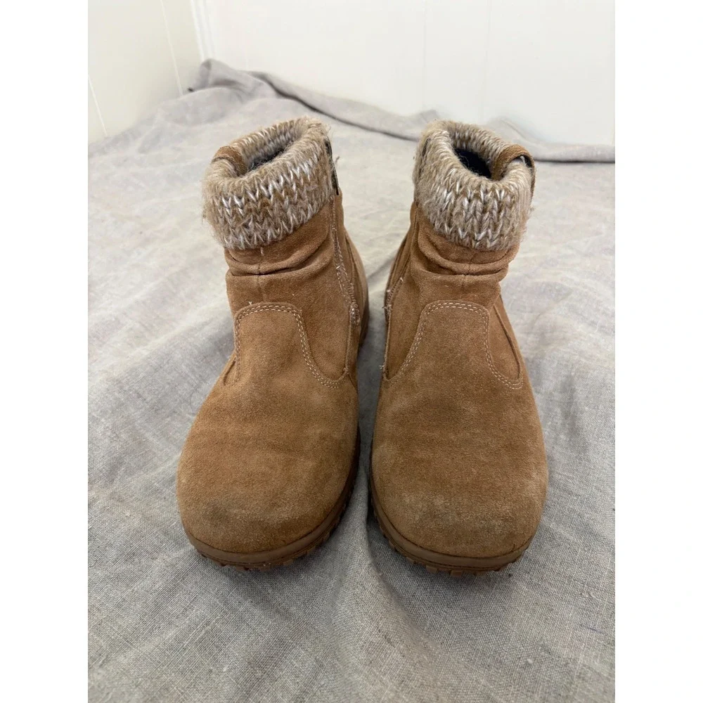 Khombu Laura Womens Tan Suede Knit Cuff Winter‎ Ankle Boots Size 8M 1412962
